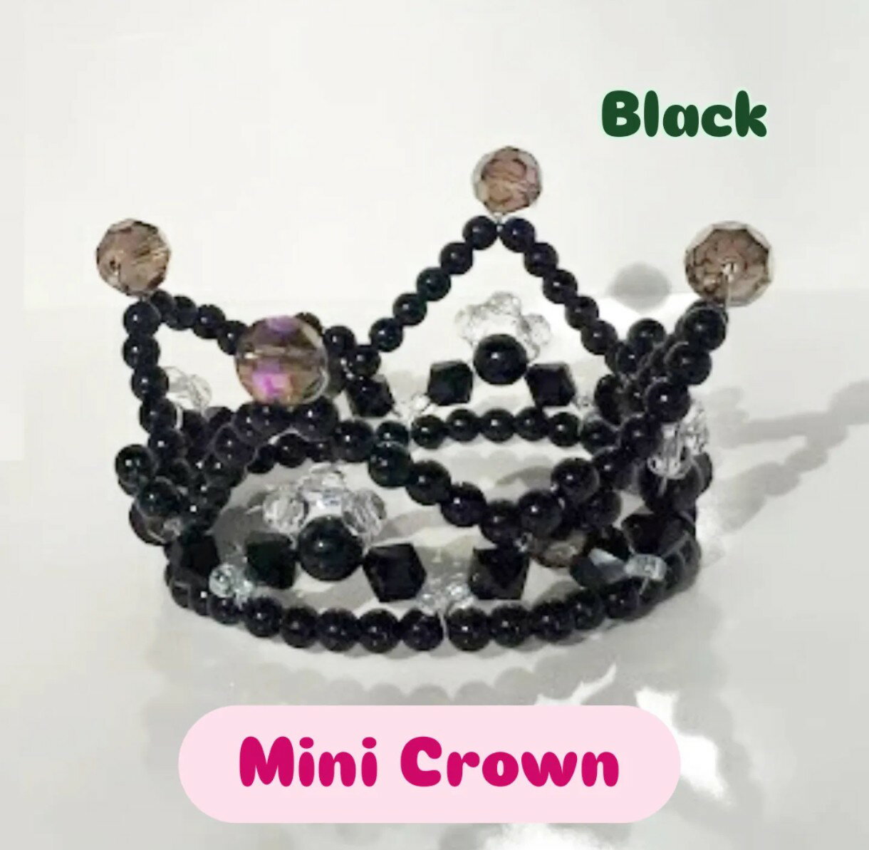 ミニサイズのピュアクラウン(ブラック) 完成品 ティアラ 七五三 手作りビーズ リングガール フラワーガール 結婚式 キッズドレス 発表会 miniture 出...