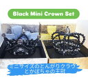 2色ミニサイズのピュア王冠とクラウンのセット(ブラック) 完成品 手作りビーズ ハンドメイド ケーキデコレーション ティアラケーキ飾り ケーキの装飾 結婚式の装...