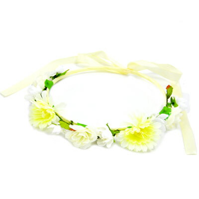 白いリボンが可愛い薔薇とお花の花冠(ホワイト) ヘッドコサージュ コスプレ 髪飾り フラワーガール 子供 アクセサリー 女の子 リボン 花冠 花 ヘッドドレス ...