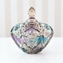 【30%OFFクーポン★店舗統合セール】 食器 オブジェ 姫系 コットン入れ ボヘミアン調 オーロラ 蓋付 小物入れ 幅18cm アンティーク調 ヨーロピアン ...