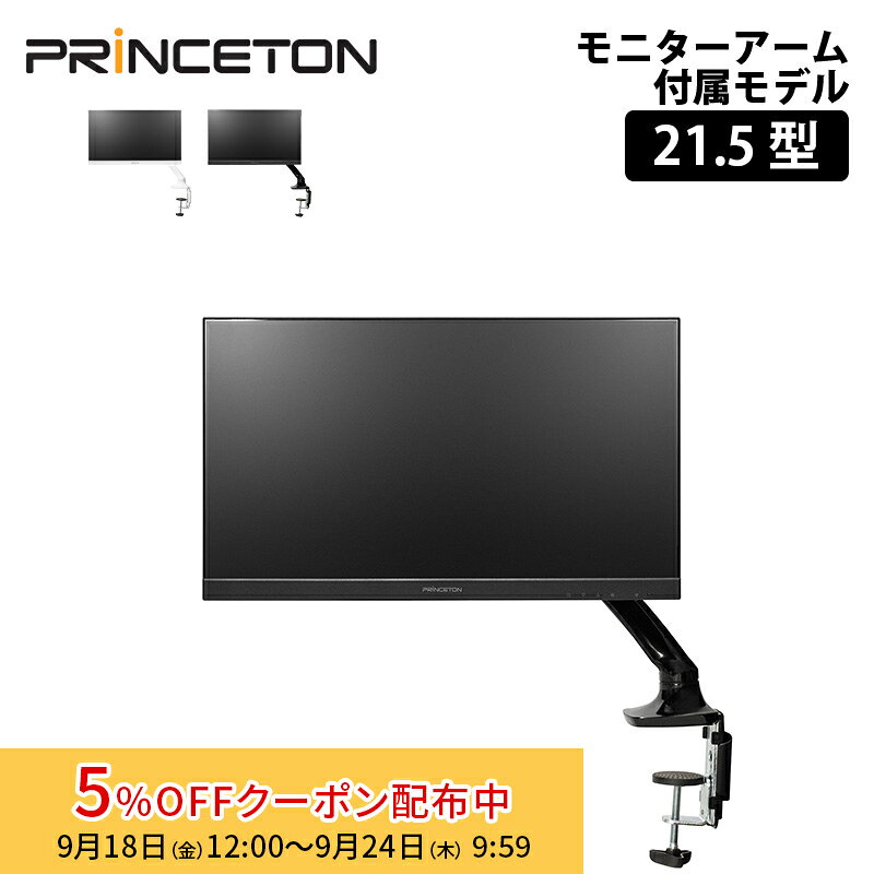 [5%OFFクーポン 10日朝まで]プリンストン 21.5インチ フルHD 液晶ディスプレイ モニターアーム 120Hz ADSパネル HDMI / USB Type-C / DP 入力対応 全2色 PTF-B221WA-BK PTF-B221WA-WH 21.5型 FHD スピーカー ディスプレイ モニター pcモニター ノングレア アーム