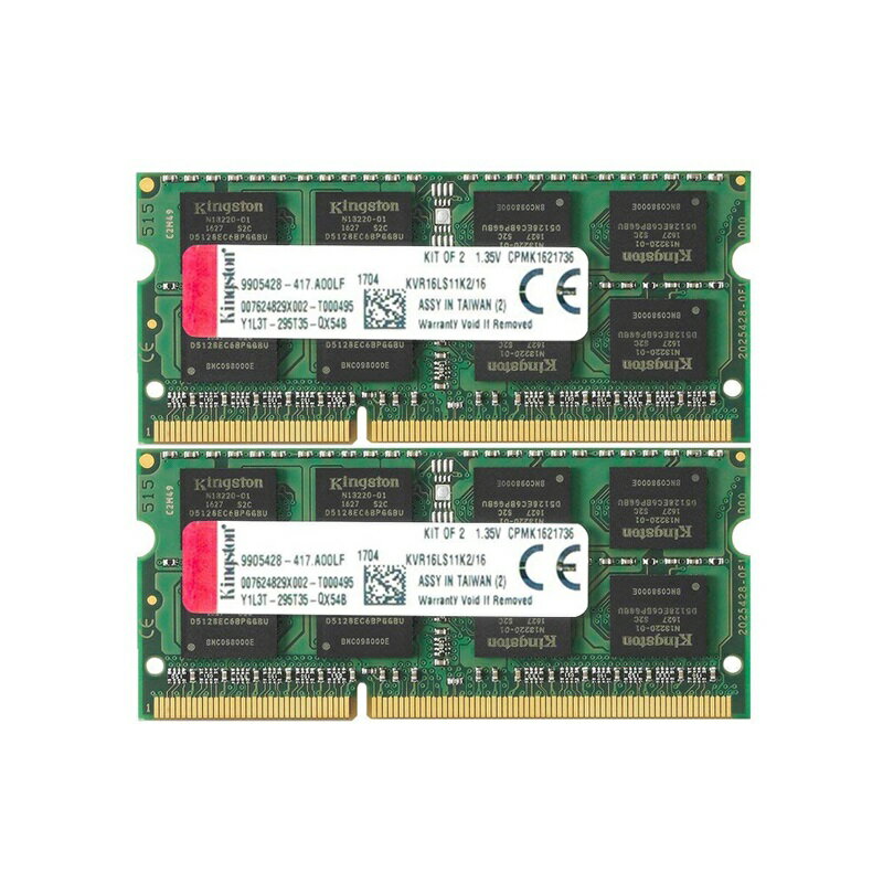 【メーカー取り寄せ】 キングストン 増設メモリ 16GB(8GB×2枚組) 1600MHz DDR3L Non-ECC CL11 SODIMM (Kit of 2) 1.35V KVR16LS11K2/16 製品寿命期間保証 Kingston 新生活 国内正規品 キャンセル不可