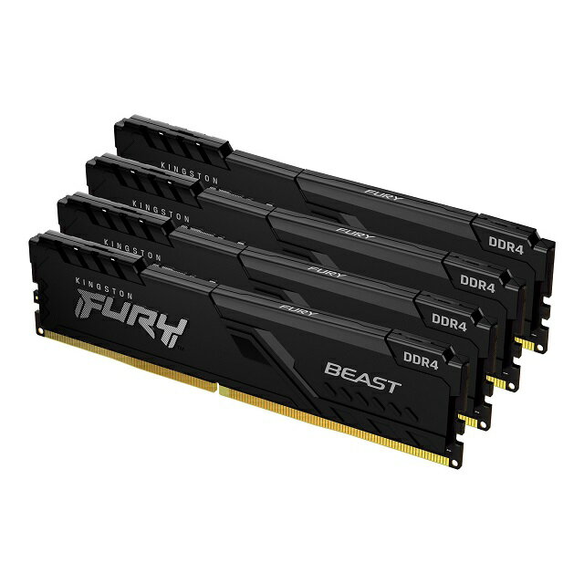 【メーカー取り寄せ】 キングストン FURY Beast シリーズ ブラック 64GB (16GB×4枚組） 3200MHz DDR4 CL16 DIMM (Kit of 4) 288pin ゲーミングメモリ KF432C16BBK4/64 kingston 増設メモリ 新生活 国内正規品 キャンセル不可