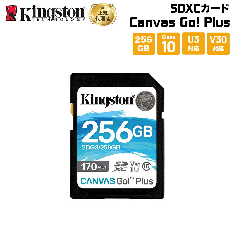 キングストン SDXCカード 256GB Canvas Go Plus Class 10 U3 V30 SDG3/256GB Kingston SDカード 新生活 国内正規品 キャンセル不可