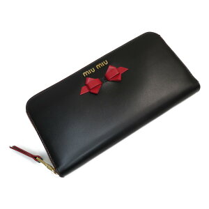 MIU MIU ߥ奦ߥ奦 ǥ ĹZIP 5ML506 UE F0D9A SOFT CALF FIOCCO NERO/ROSSO