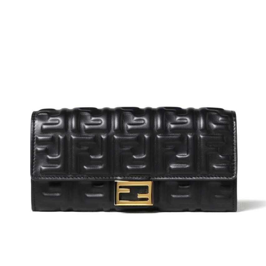 FENDI CONTINENTAL WALLET WITH CHAIN8M0365AAJDF0KURNERO ORO フェンディ レディース 長札サイフ ショルダーチェーン付き ブラック
