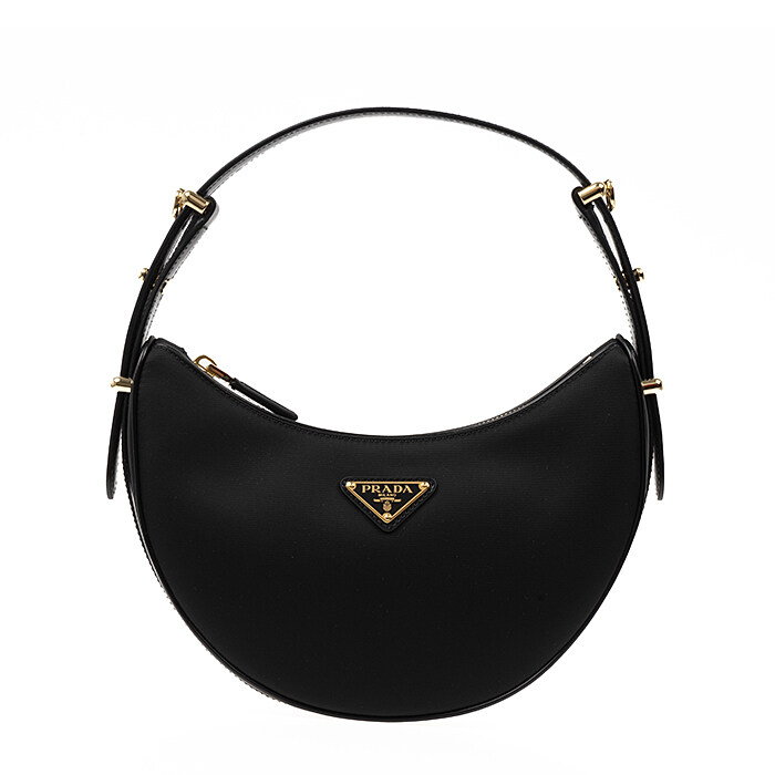 プラダ ショルダーバッグ（レディース） PRADA　RE-NYLON　LEATHER　SHOULDER　BAG　1BC194　R789　F0002　NERO ORO　プラダ　ナイロン　カーフ　ショルダーバッグ　ブラック　クロ