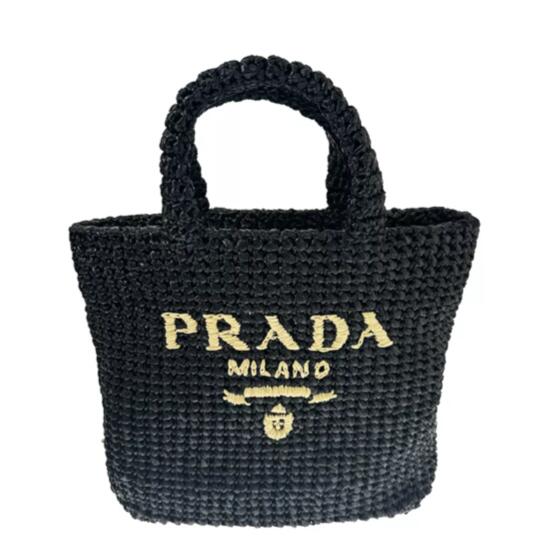 プラダ トートバッグ（レディース） PRADA　CROCHET　TOTE　BAG　1BG422　2C2T　F0ES7　NERO C　プラダ　レディース　トートバッグ　ラフィア　クロ　ブラック