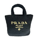 PRADA　CROCHET　TOTE　BAG　1BG422　2C2T　F0ES7　NERO C　プラダ　レディース　トートバッグ　ラフィア　クロ　ブラック