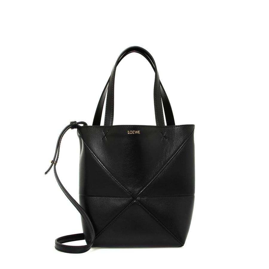 LOEWE - LOEWE　MINI　PUZZLE　FOLD　TOTE　A657V25X01　1100　BLACK　ロエベ　ミニ　パズル　フォルド　トートバッグ　レディース　クロ　ブラック