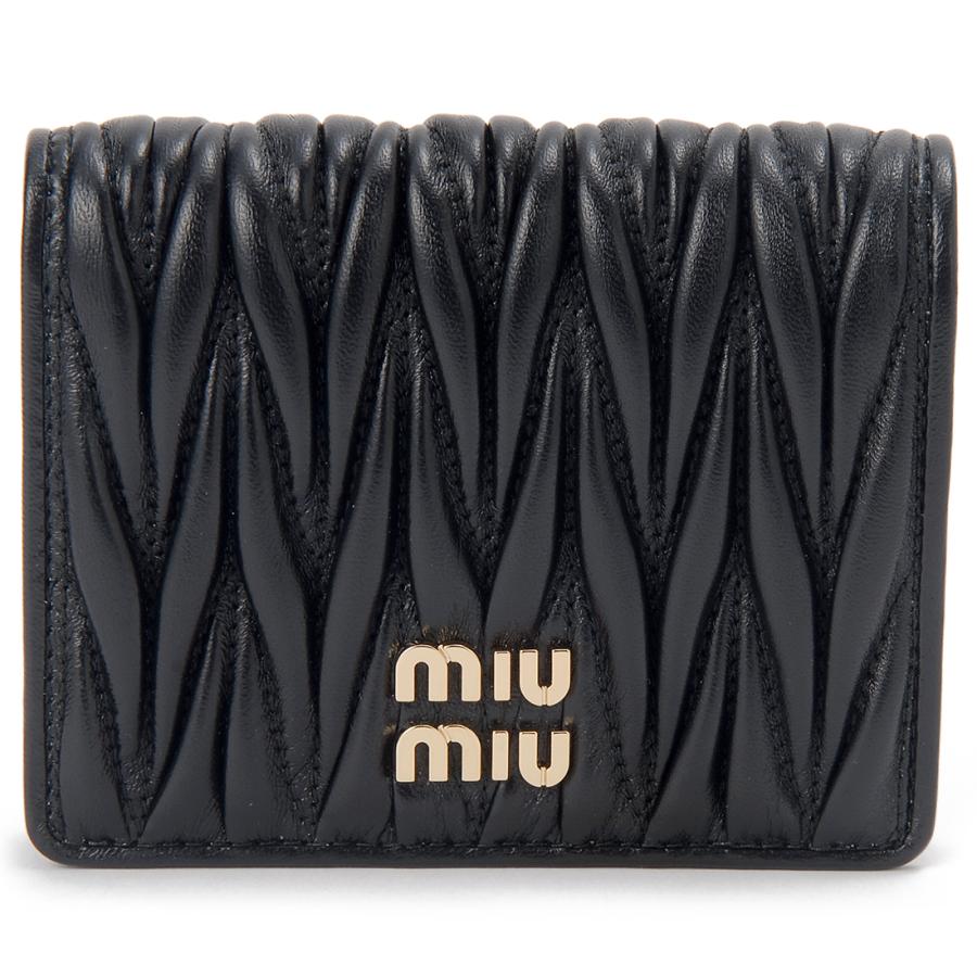 MIU MIU　MATELASSE　BI FORD　COMPACT　WALLET　5MV204　AFPP　F0002　NERO　ミュウミュウ　2つ折り財布　マテラッセ　コンパクトウォレット　クロ　ブラック
