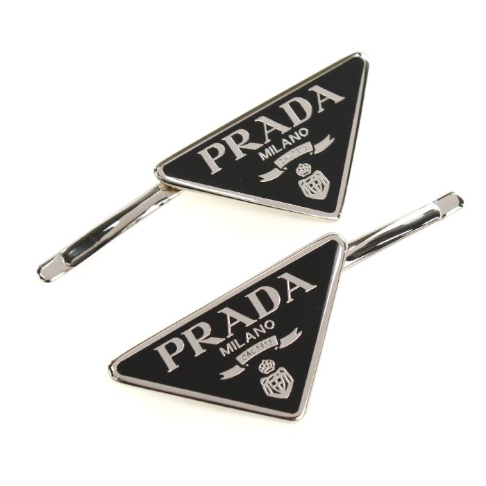 Rakuten - PRADA　LOGO HAIR PIN 2 SET　1IF051　2BA6　F0002　NERO　プラダ　ヘアピン　2セット　メタル　クロ　ブラック