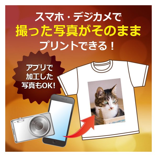生地厚オリジナルTシャツ作成写真自作プレゼント好きな画像プリントアプリ加工済OK1枚からホワイト綿100%6.2oz