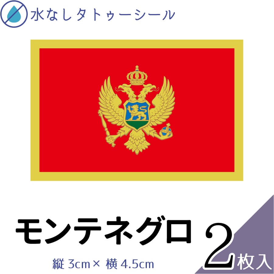 モンテネグロ 水無しで貼れる タトゥーシール シール 応援 