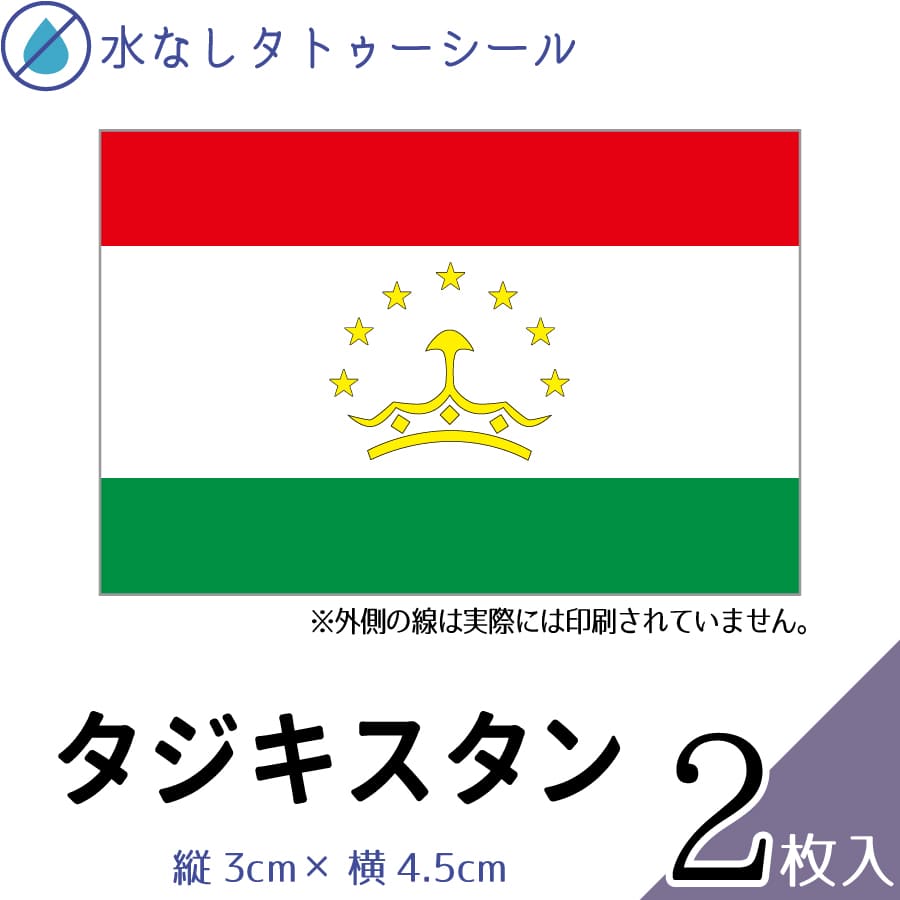 タジキスタン 国旗 水無しで貼れる タトゥーシール シール 応援 フェイスシール フェイスペイント スポ..
