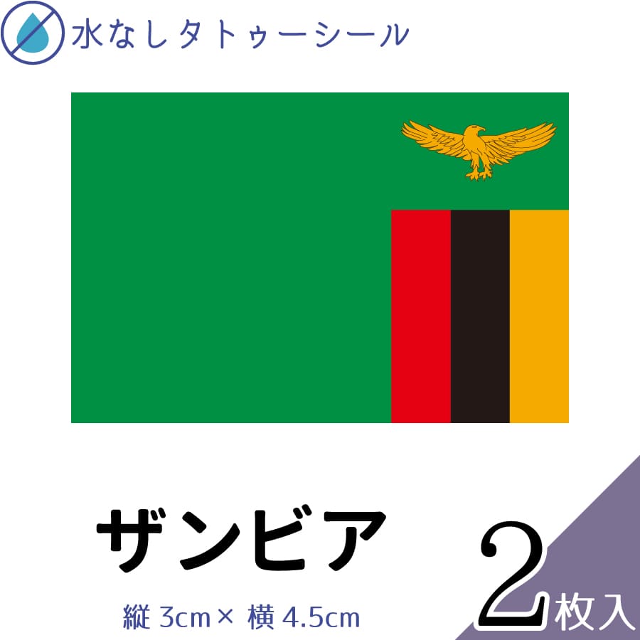 ザンビア 水無しで貼れる タトゥーシール シール 応援 フェ