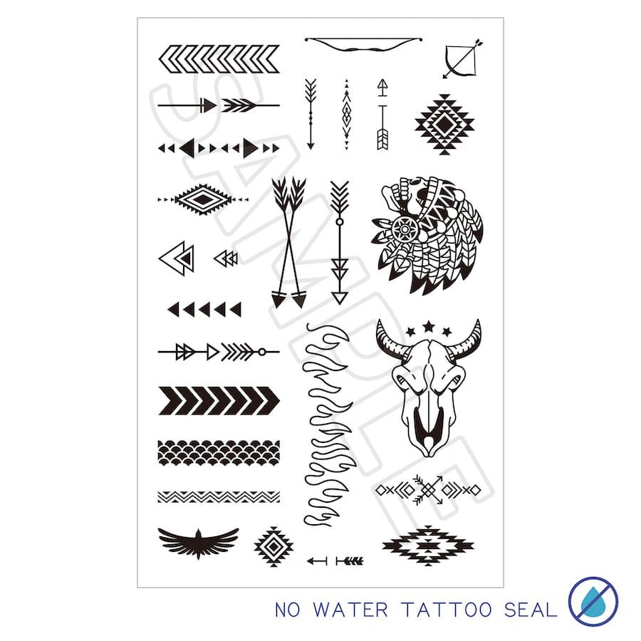 水なしで貼れる 2枚組 タトゥーシール fake tattoo ネイティブ ボディシール ワンポイント フィンガータトゥー 指 ボ…