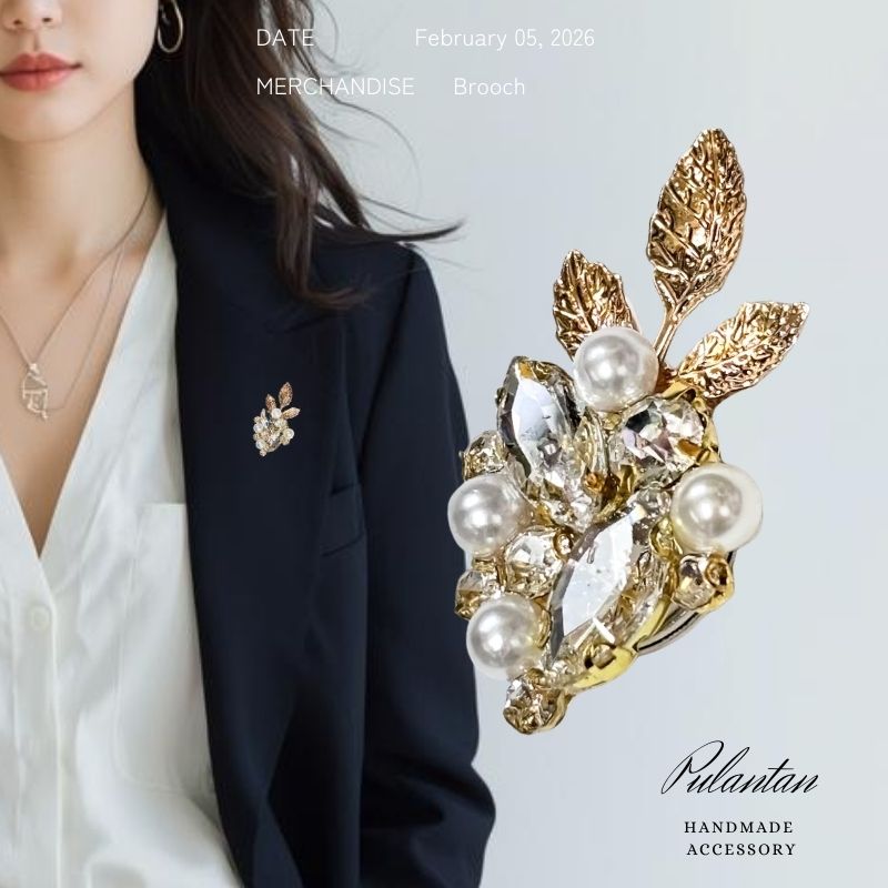 ブローチ パール リーフ ゴールド 強力 マグネット ビジュー キラキラ フォーマル 卒業式 レディース ママ おしゃれ 母 上品 華やか 結婚式 入学式 卒園...