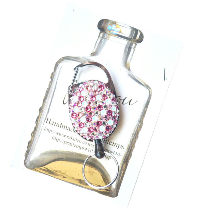 イニシャル入りSWAROVSKIリールキーホルダージェットギフトラッピング無料