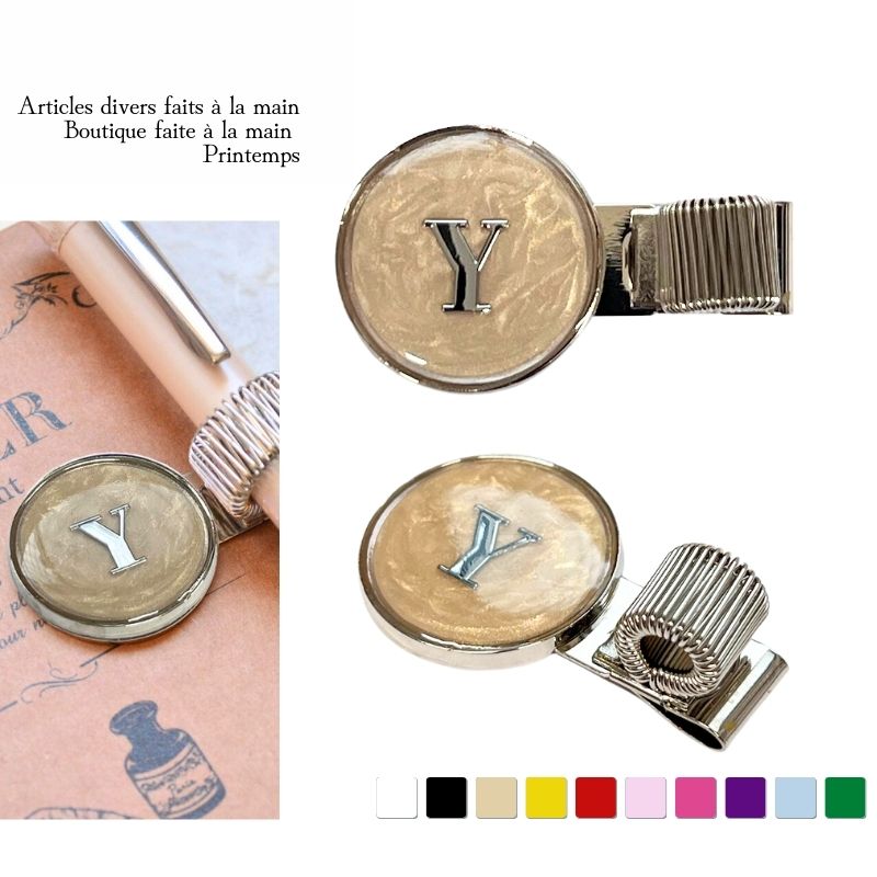 イニシャル入れ レジン 75色 ペンクリップ ペンホルダー アルファベト ボールペン ペン 手帳 スケジュール帳 名入れ プレゼント