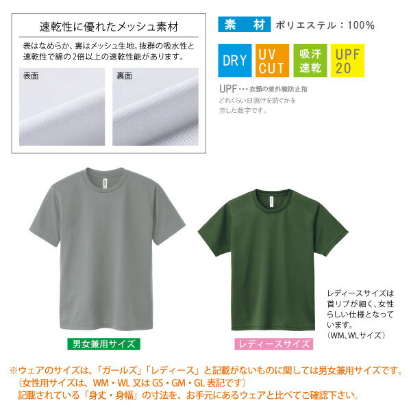 オリジナルプリントで作る　ドライTシャツ 1色プリント代込 グリマードライTシャツ300ACT 10枚〜19枚 オーダーメイド クラスTシャツ 体育祭 学園祭 イベント 文化祭 プリント 名入れ 部活 運動会 記念 応援