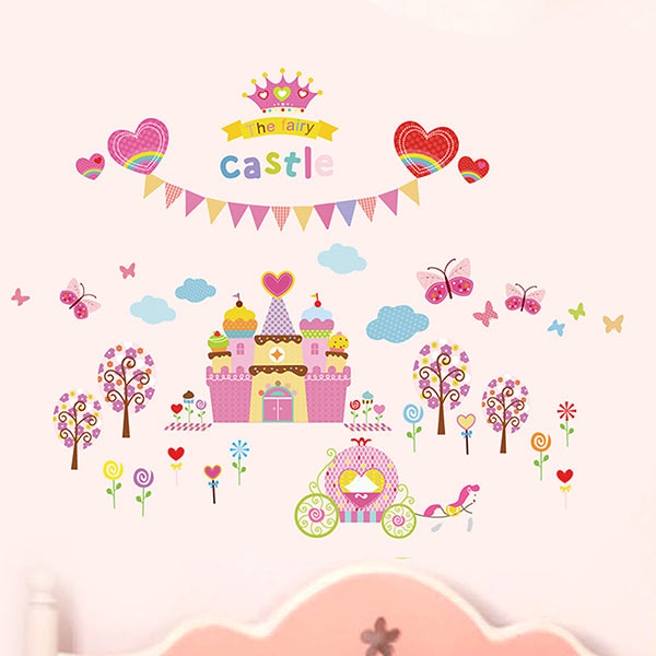 貼ってはがせる簡単ウォールステッカー フェアリー・キャッスル