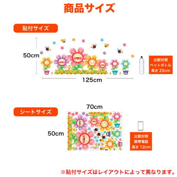 貼ってはがせる簡単ウォールステッカー <ハッピー・フラワーズ> 【メール便不可】【あす楽対応】