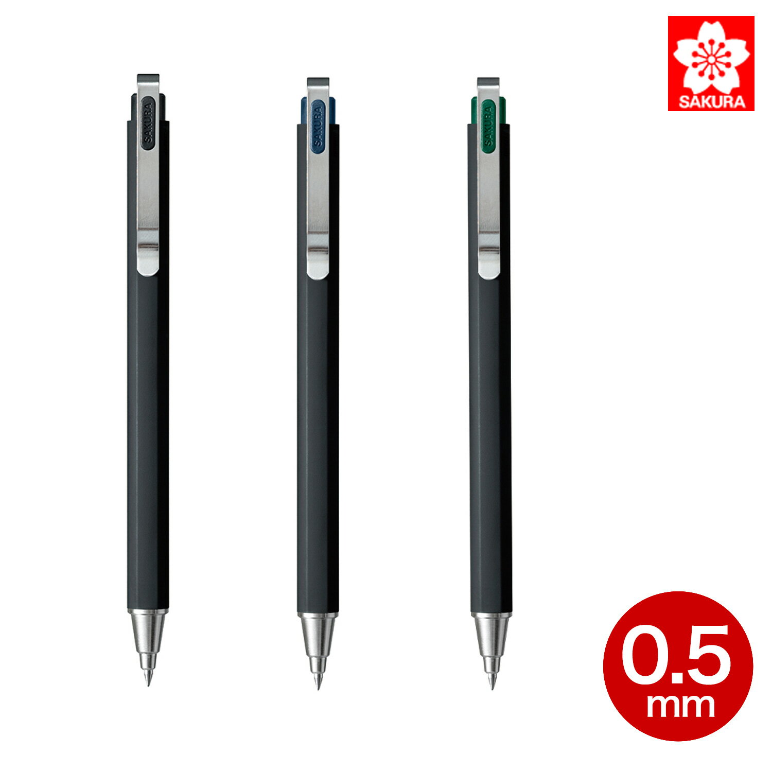 法人のまとめ買い注文歓迎！ 在庫数やお届け時期など、ご不明な点がございましたらお気軽にお問い合わせ下さい！文具|ボールペン|実用ボールペン商品番号：GBR355 ●3色の黒インキから自分好みの黒を選び、個性を表現できます。※掲載の色見本の写真をご参考ください。●光沢感のあるシルバークリップで上質感のあるデザインです。●本体は適度なグリップ感で握りやすいマット素材です。●ペン先は削り出しの金属です。●低重心のため安定した書き心地です。●段階的に細くなるフォルムで筆記面も見やすいです。【メール便可】★当店は多店舗で販売しておりますため、ご注文のタイミングにより、在庫が無くなっている場合もございます。その場合はあらためてご連絡いたしますので、予めご理解くださいますようお願いいたします。★色:49ピュアブラック(ブラック)、43ナイトブラック(ブルーブラック)、40フォレストブラック(グリーンブラック)サイズ:全長145mm、最大径11mm重量:14gボール径:0.5mm材質:頭冠・軸:ABS、クリップ:ステンレス、先栓:真鍮インキ:水性顔料レフィル:R-GBN05※商品の色につきましてはパソコンの環境等により見え方が異なる場合もございます。微妙な色合いについてご不明な点などがございました場合は、お気軽にお問い合わせください。※当店は多店舗で販売しておりますため、ご注文のタイミングにより、在庫が無くなっている場合もございます。その場合はあらためてご連絡いたしますので、予めご理解くださいますようお願いいたします。※製品の仕様は予告なしに変更となる場合があります。予めご了承下さい。※文具メーカー品の発送は日本国内のみとさせていただきます。 海外への転送サービスについてはご利用をお断りさせていただきます。