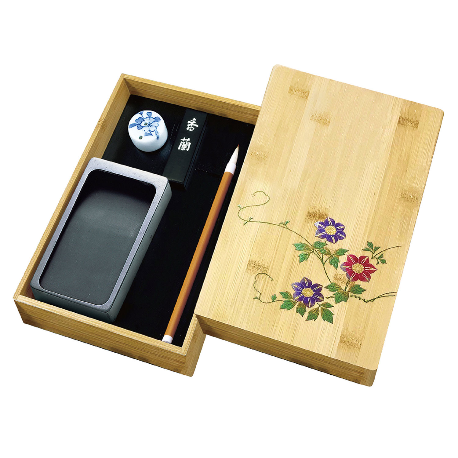【ブラックフライデーに加え当店期間中 ポイント10倍】 【取り寄せ品】呉竹 Kuretake 硯箱セット竹製 ..