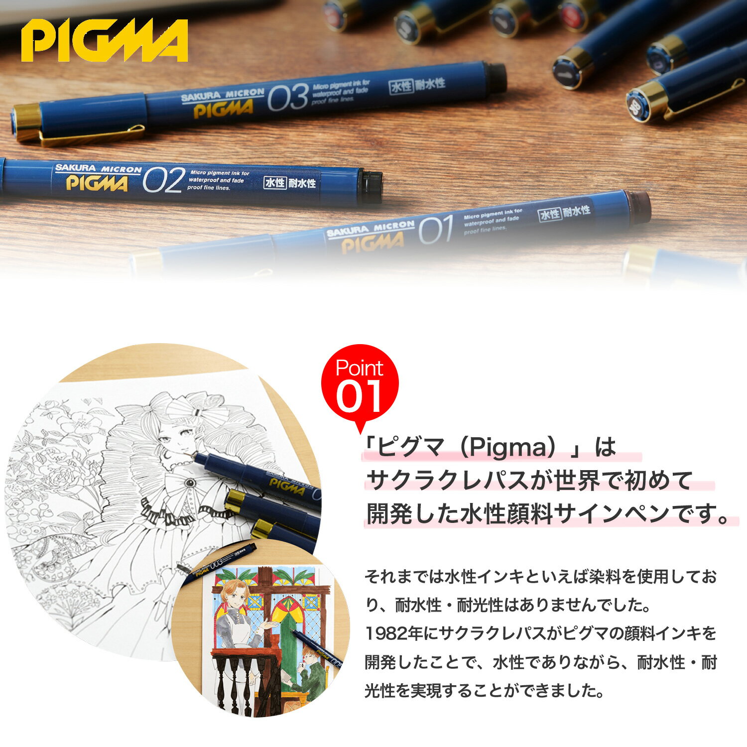 サクラクレパス PIGMA ピグマ くろ くろ 線種 12種から選択