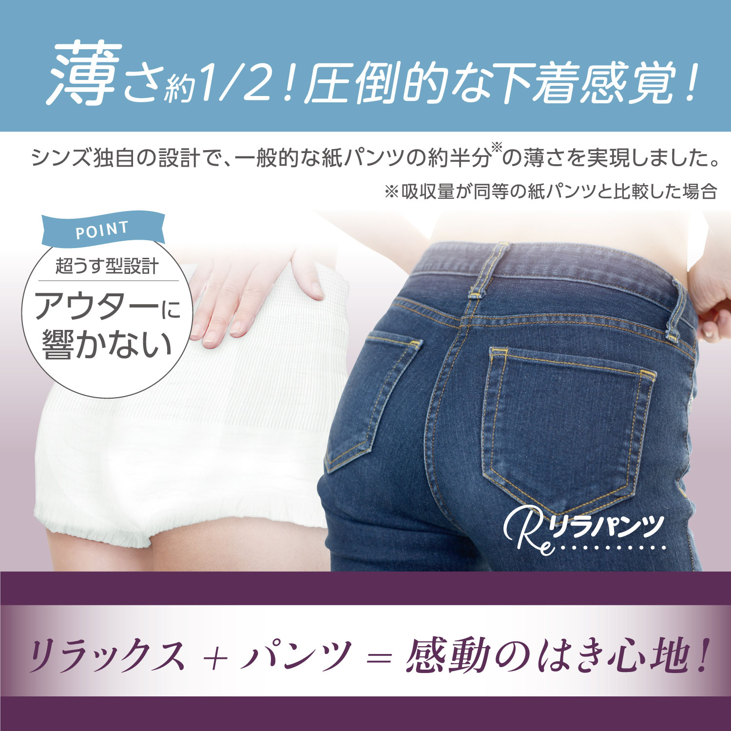 リラパンツ 大人用おむつ 薄型 紙オムツ 紙パンツ オーガニックコットン 4回吸収 XLサイズ 20枚入吸収量多い 介護 男性用 女性用 使い捨て 災害 printus-10046161 ビッツ&ボブ サンプル画像2