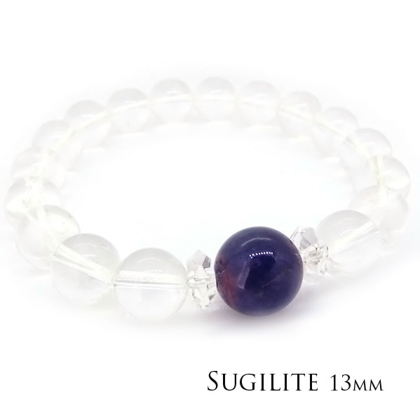 Rakuten - スギライト 13mm 水晶 天然石 ブレスレット healing パープル系 パワーストーン 数珠ブレス S〜LLサイズ