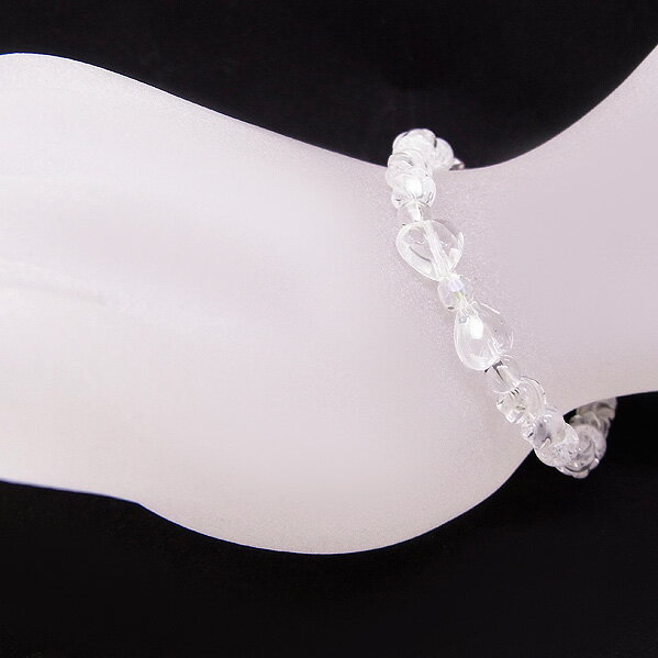 水晶 クリスタルクォーツ 6mm 天然石 デザインブレスレット パワーストーン 数珠ブレス