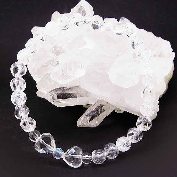 水晶 クリスタルクォーツ 6mm 天然石 デザインブレスレット パワーストーン 数珠ブレス