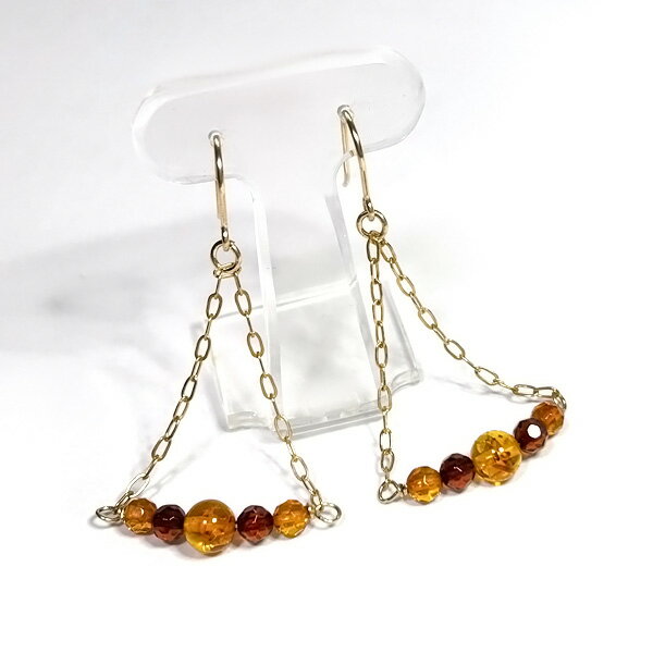 琥珀 アンバー コハク デザイン ピアス K14GF ピアス 両耳用 レディース メンズ ギフト 誕生日プレゼント