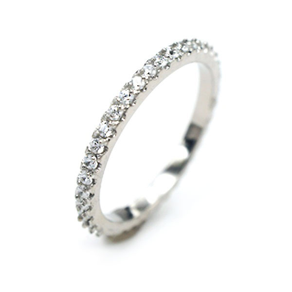 ピンキーリング フル エタニティ キュービックジルコニア サージカルステンレス リング 1.7mm幅 選べる2カラー 1本