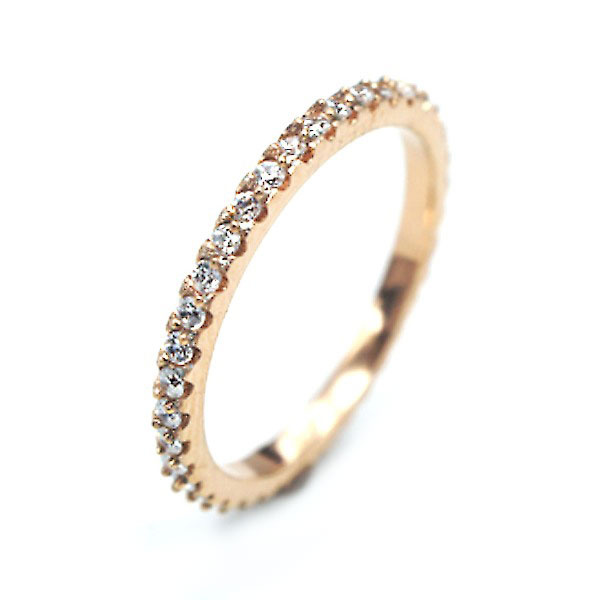 ピンキーリング フル エタニティ キュービックジルコニア サージカルステンレス リング 1.7mm幅 選べる2カラー 1本
