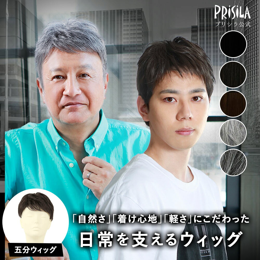 【プリシラ公式】男性用 五分ウィッグ 部分 ウィッグ レイヤーショート GB-22 メンズ 頭頂部 ヘアウィ..
