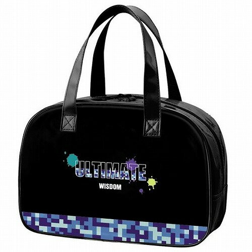 プールバッグ 男の子 シンプル ブラック ボストン ファスナー 水泳 ロゴ