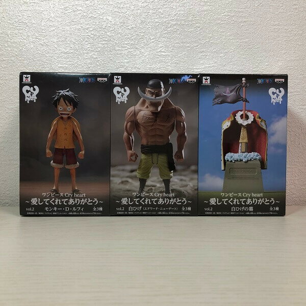 ONE PIECE フィギュア ワンピース Cry heart ～愛してくれてありがとう～ vol.2 全3種セット モンキー D ルフィ 白ひげ 白ひげの墓 MONKEY D LUFFY GOL.D.ROGER未開封 代引き不可