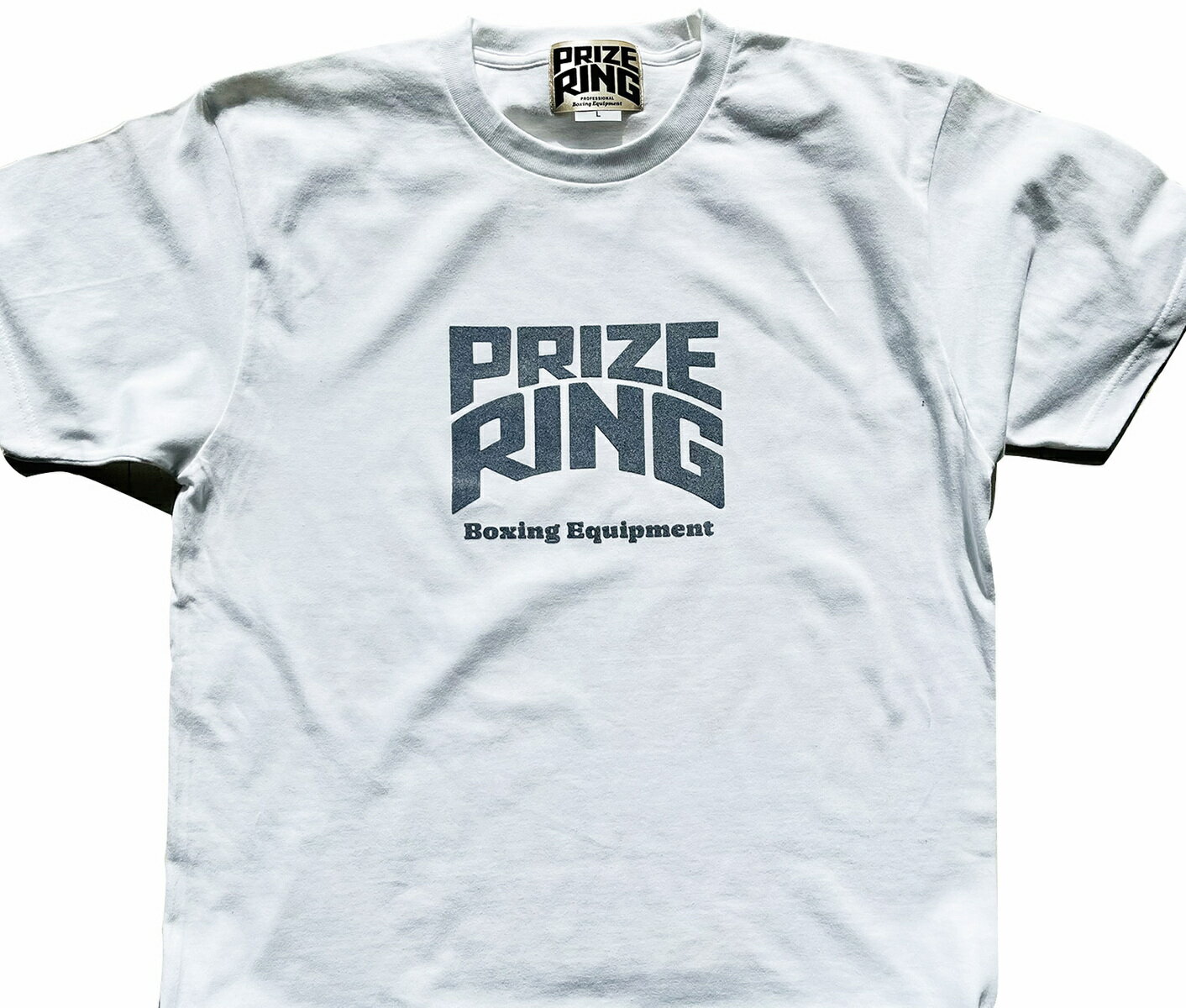 PRIZE RING プライズリング　ボクシングTシャツ　白／グレー　Lサイズ存在感のある厚さ0.8mmのフエルト・プリント コットン100% 2