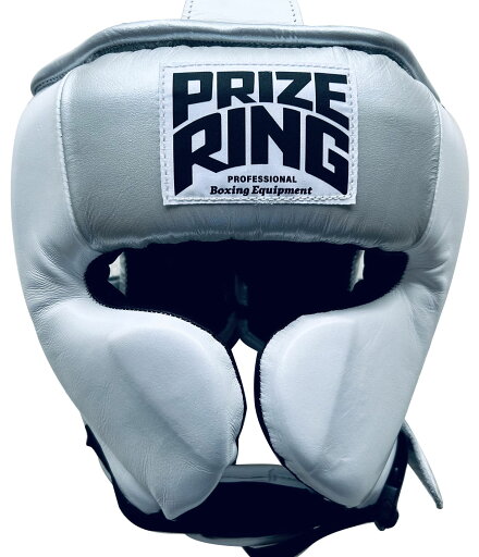 PRIZE RING/プライズリング "Professional SS" 軽量 ボクシング用ヘッドギア 本革製 白/シルバー M / L PRIZE RING/プライズリング "Professional SS" 軽量 ボクシング用ヘッドギア 本革製 白/シルバー M / L