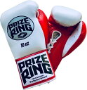 PRIZE RING "Pro-fight G10" 試合用ボクシンググローブ 白/赤 8oz,10oz