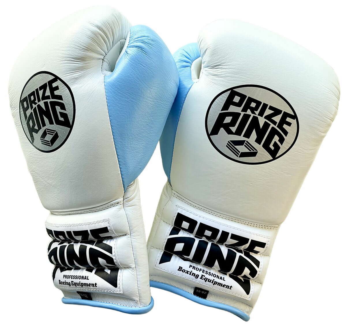 PRIZE RING “Professional SX” ひも式ボクシンググローブ 白/スカイブルー 14oz,16oz