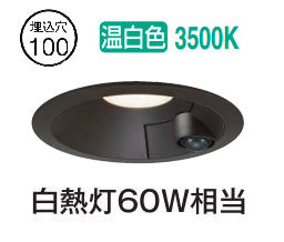 大光電機 屋内・屋外兼用人感センサー付ダウン DDL5702AB 温白色 Φ100 白熱灯60W相当 工事必要(3)