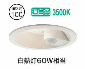 大光電機 人感センサ付ダウンライト 軒下使用可 DDL5394AW 工事必要のサムネイル