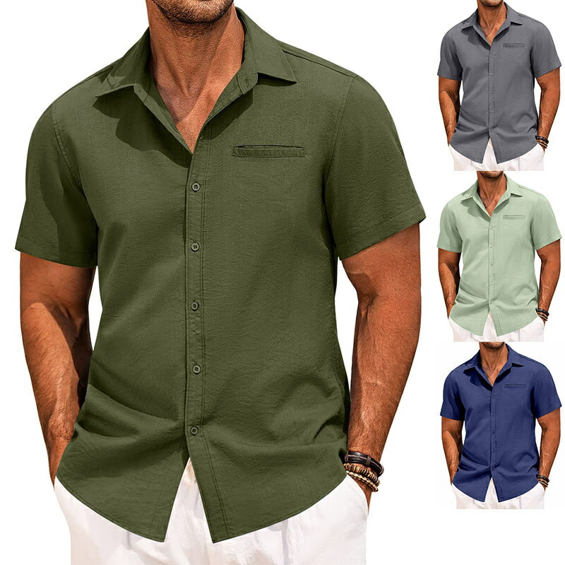楽天PREMIERE-JAPAN半袖シャツ メンズ 胸ポケット シャツ 半袖 カジュアルシャツ サラサラ ビジネスシャツ ワイシャツ ゆったり 大きいサイズ 夏物