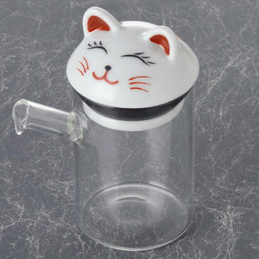ガラス 波佐見 液だれしない 醤油さし 白猫 大しょうゆさし/陶器(蓋)/調味料入れ