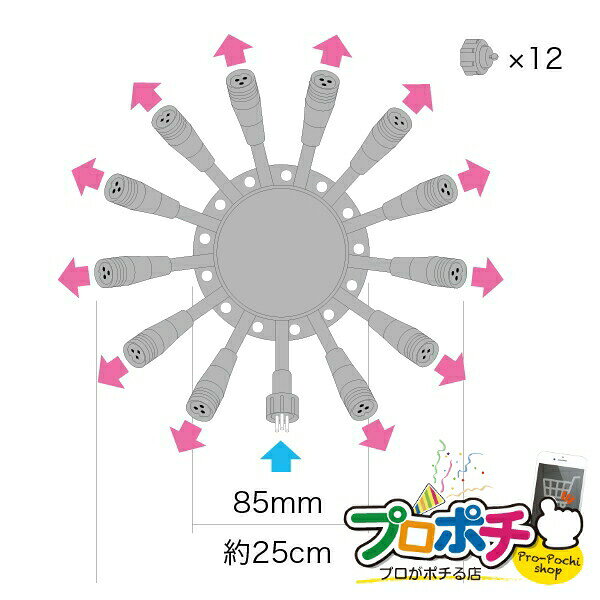 【メーカー直送】ラウンド分岐コード（SJシリーズ） 1個入り LEDイルミネーション（SJシリーズ）共通部品 [SJ-E06-R12] ジェフコム jefcom 【法人・個人事業主限定】
