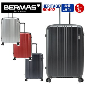 BERMAS バーマス スーツケース 大型 91L heritage ファスナースーツケース キャリー バッグ キャリーケース かばん 送料無料 メンズ レディース 旅行 出張 長期滞在 海外 ビジネス コーナーパッド ストッパー YKK TSAロック USBポート 底足 黒 ミニポーチ 静音キャスター